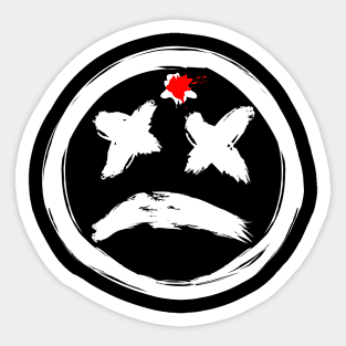 Bloody Gun Shot Dead Smiley Face Frowning Sticker